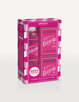 Kit Glicerina Sabonete em Barra e Líquido Rosa